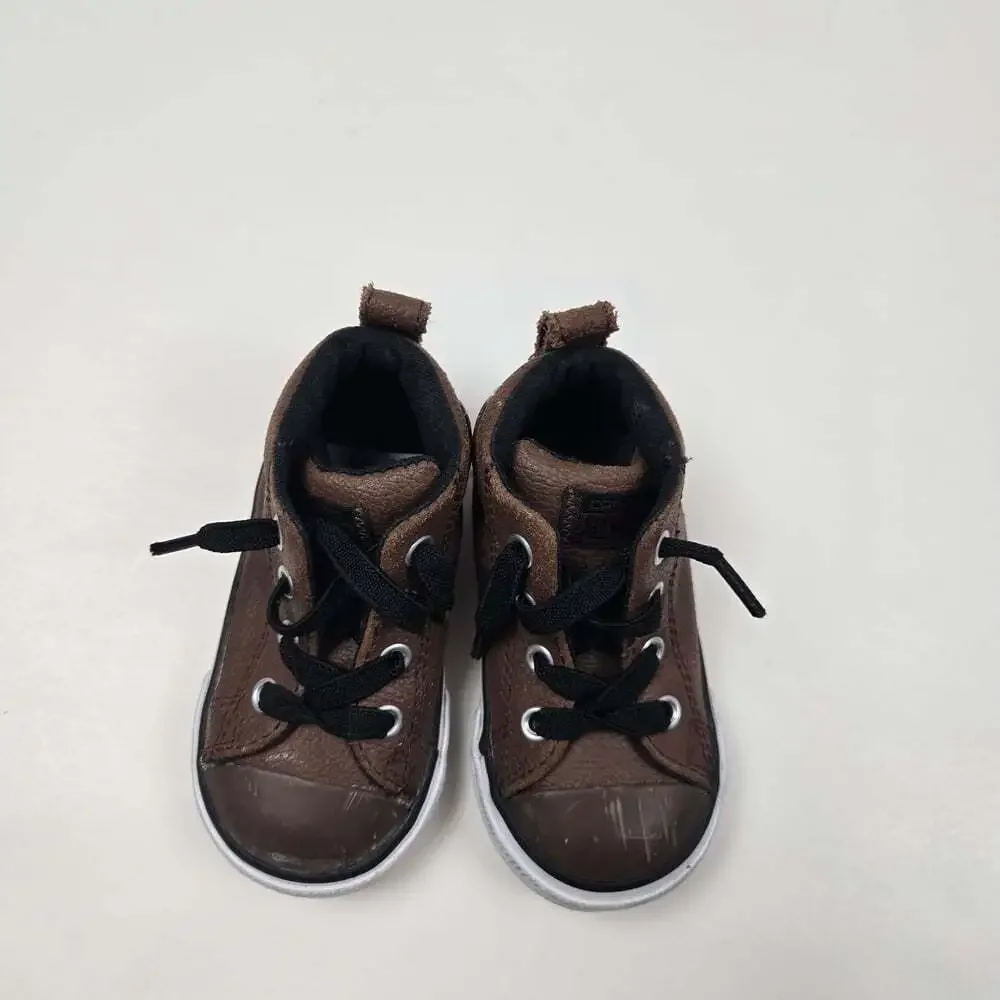 Converse All Star Brown Leather Sneakers Kids Little Boy Size 5C